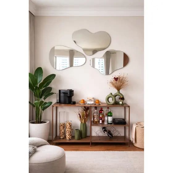 Kit 3 Espelhos Orgânicos Sem Moldura Grande Luxo 70x50 cm – Decoração Moderna Diferente