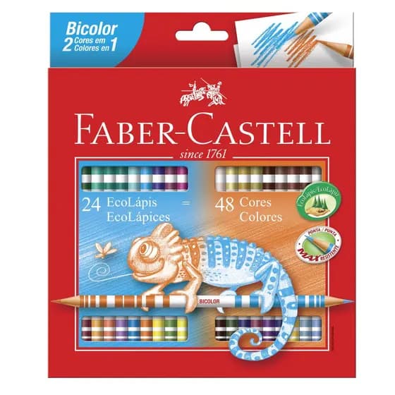 Lápis de Cor Bicolor 24 Lápis/48 Cores Faber-Castell
