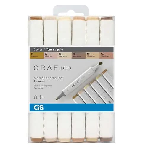 Marcador Artístico Cis Graf Duo Tons De Pele C/6 Unidades