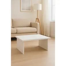 Mesa de Centro MDF Branca Fosca Moderna Compacta De Fácil Montagem Basic