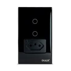 EKAZA INTERRUPTOR WIFI 2 BOTÕES PRETO COM TOMADA 20A