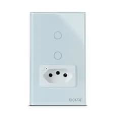 EKAZA INTERRUPTOR WIFI 2 BOTÕES BRANCO COM TOMADA 20A