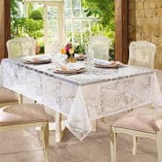 Toalha De Mesa Renda Rosas Retangular 6 Ou 8 Lugares Jantar Sala Cozinha 2,50m x 1,55m