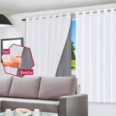 Cortina Com Blackout Quarto C/Voil 100% PVC 280x180cm Ilhós Várias Cores Corta Luz Sala Cozinha Casa