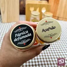 Kit 96 Etiquetas Adesivas para Temperos e Mantimentos Vinil Resistente à Água