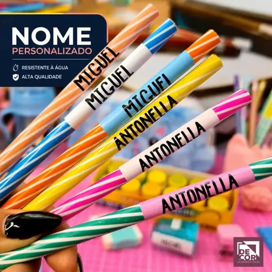Kit 150 Etiquetas Personalizadas para Lápis Escolar e Cadernos Etiquetas Escolares Volta As Aulas