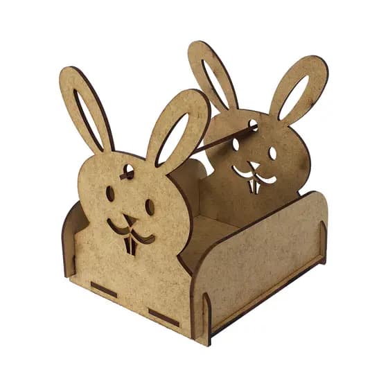 Kit com 3 Cestinhas do coelhinho da Páscoa para bombons ou ovo pequeno MDF