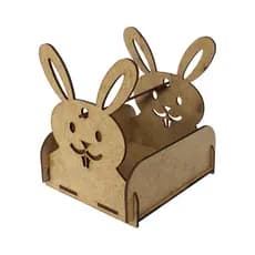 Kit com 3 Cestinhas do coelhinho da Páscoa para bombons ou ovo pequeno MDF
