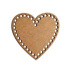Base de crochê coração fio de malha - mdf