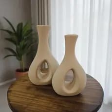 Enfeite Rack Sala Dupla de Vasos Decorativos Vaso de Cerâmica