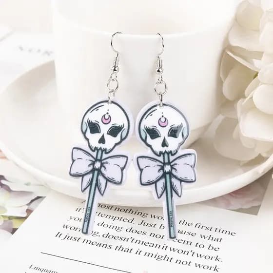 Brinco Diferenciado Halloween Dark Caveira Skull Acessório Fofo Kawaii