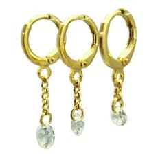 Brinco Folheado Ouro Trio Zircônia Degrade