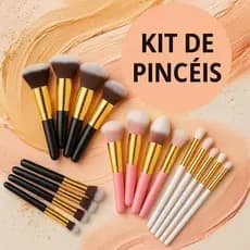 Kit Kabuki com 10 Pincéis – Maquiagem Profissional para Rosto e Olhos