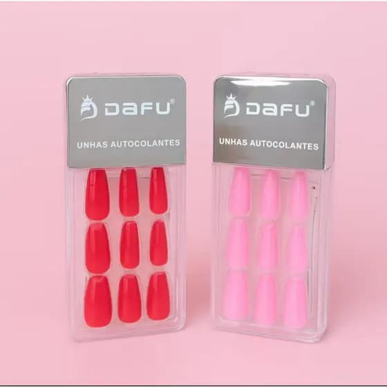 Kit com 24 Unhas Postiças Autocolantes DAFU 12 Volumes Cores Sortidas