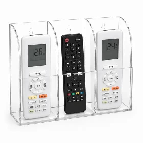 Suporte Acrílico Porta Controle Remoto Triplo Parede TV Ar Condicionado