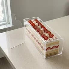 Kit 2 Espátulas + 2 Slice Cake Forma Acrílico Retangular Transparente 30x10x10 Confeitaria Bolo