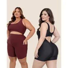 Kit Fitness Conjunto e Macaquinho Para Academia M ao GG Tecido premium Top Cropped e Short com Bolso