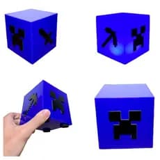 Luminária Abajur Minecraft AZUL Geek De Mesa Quarto Decorativo Presente