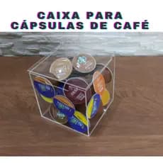 Caixa Para Cápsulas De Café Acrílico Transparente Geek 13x13