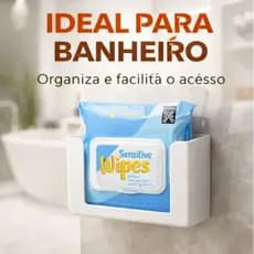 Porta Lenço Umedecido Sem Furo Fixação Forte Adesiva | Organizador Banheiro Cozinha Premium