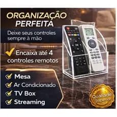 Suporte Controle Remoto Acrílico Transparente Organizador Parede Mesa TV Ar Condicionado