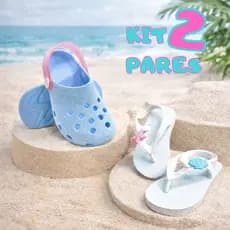 Kit Conjunto 2 Pares Menina Babu Glitter e Chinelo Dedo Delicado Conjunto Confortável Antiderrapante