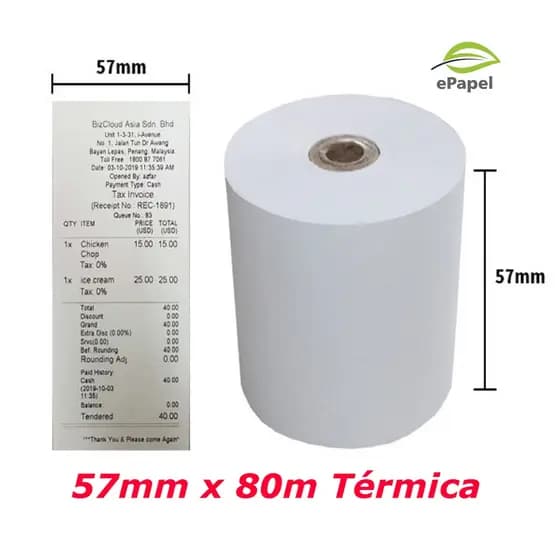16 Rolos Bobina Térmica 57mm 57x80 - Relógio De Ponto - Papel Térmico