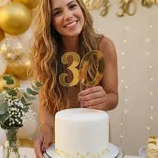 Topper de bolo número personalizado dourado topo dupla camada - ENVIO RÁPIDO