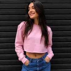 Moletom Cropped Feminino Flanelado Algodão Manga Longa
