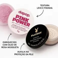 Kit Pó Finalizador à Prova D'Água Playboy + Pó Solto Ultrafino Rosa Mosqueta Dapop