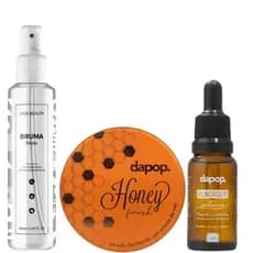 Kit Blindagem Poderosa 15ml Dapop + Pó Solto Honey Finish Dapop + Bruma Fixadora Matte Lady Beauty