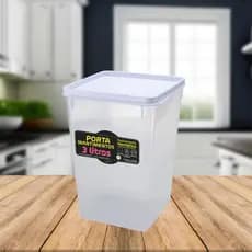 Pote Mantimento Hermético 2kg Alimento Capacidade 3,0l Tampa Trava Branca Vedação Conservar Organizar Cozinha Armário