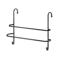 Suporte Para Toalha Duplo Preto Porta Toalha Banheiro Box Laminado Sem Furo