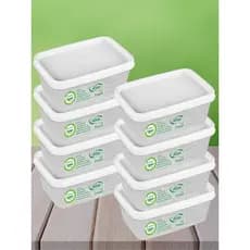 Kit 8 Potes 250ml Tampa Branca 11cm Empilhável Lava-Louça Quadrado Tampa Trava Vedação Conserva Mantimento Frutas Cereal