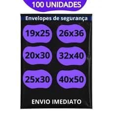 Envelope de Segurança 100 unidades embalagem correio preta - 19x25 20x30 25x30 26x36 36x40 40x50