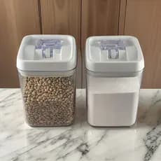 2 Potes Matimentos Hermético Bolacha Acrílico Quadrado 1,7 L Organização Grande Cabe 1Kg Alimento