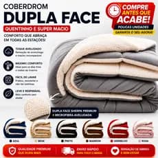 Coberdrom Alaska 2,40m x 2,20m Casal Queen Cobertor Dupla Face Manta Soft Aveludada Pele Carneiro