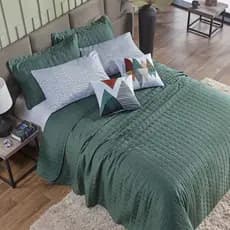 Kit Cobre Leito 7 Peças Solteiro, Casal, Queen King Colcha Matelada Percal 300 Fios Com Capas Almofada Elegantes