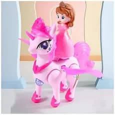 Brinquedo Unicórnio Eletrônico Boneca Princesa Com Asas Anda Acende Luz E Músical