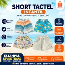 Short Infantil Masculino Tactel Estampado Menino Roupa Infantil Praia Piscina 1 a 8 Anos