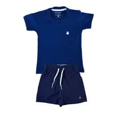 Conjunto Liso Infantil Blusa + Short Tactel Meninos de 1 2 4 6 8 anos