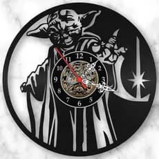 Relógio de Parede Disco de Vinil Mestre Yoda Star Wars Filmes Series Decorativo Retrô Vintage Quarto
