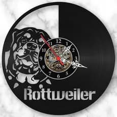 Relógio de Parede Disco de Vinil Cachorro Raça Rottweiler Animais Estimação Decorativo Retrô Vintage