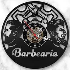 Relógio de Parede Disco de Vinil Barbearia Barbeiro Barber Shop Decorativo Retrô Vintage Quarto Sala