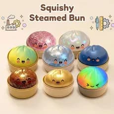 Siopao Brinquedo Arco-Íris Glitter Bolinho Mole Lodo Portátil Fidget Alívio Do Estresse Presentes