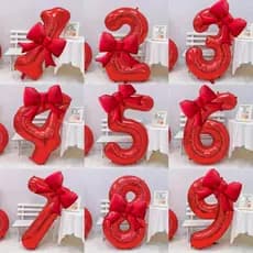 Balão De Arco Com Número Vermelho De 32 Polegadas 0-9 Decoração De Festa De Aniversário De Menina Dia Dos Namorados Prop