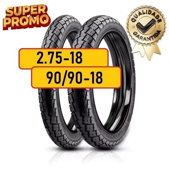 PAR PNEU DE MOTO CG 125 TITAN 150 FAN 160 HONDA YBR YAMAHA PROMOÇÃO FEITO COM BORRACHA PREMIUM