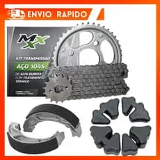Kit Relação Completo Transmissão 16/43 Moto Cg Titan 150 + Lona Freio + Coxim Coroa Fan 150