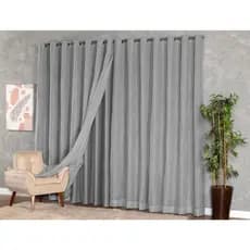 Cortina Voil de Linho Sala e Quarto 4,00 x 2,30/2,40/2,50/2,60/2,70/2,80 c/ Forro Blackout Grosso
