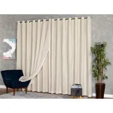 Cortina Voil de Linho Sala e Quarto 5,00 x 2,30/2,40/2,50/2,60/2,70/2,80 c/ Forro Blackout Grosso